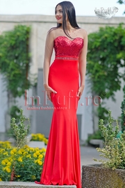 rochie lunga rosie de nunta